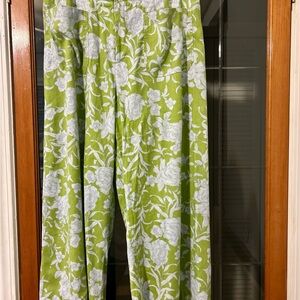 Mauve/Anthropologie Green Floral Pants